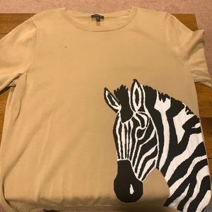Talbots Beautiful Tan Sweater w Zebra XL
